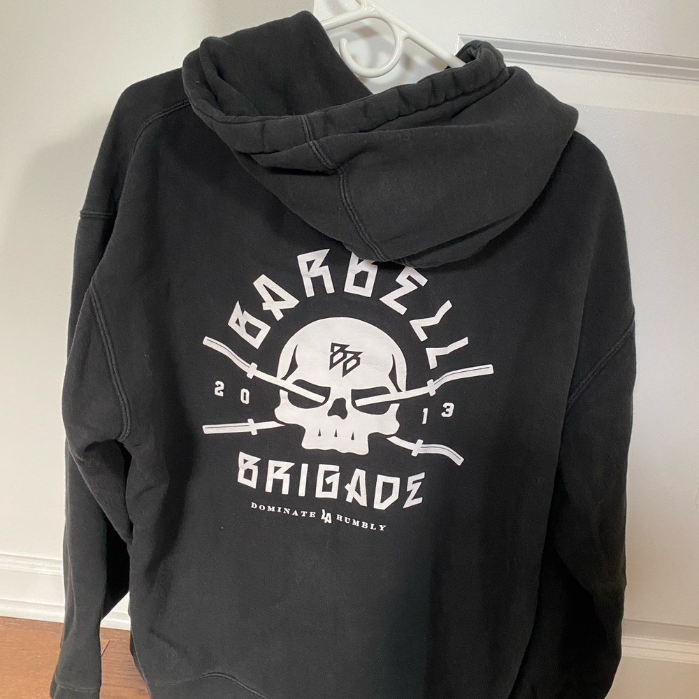 BARBELL BRIGADE BLACK HOODIE SZ LARGE